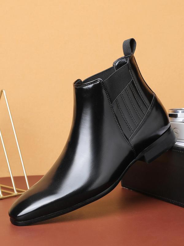 Men's Business Style Solid Color Chelsea Boots, Fashionable PU Leather Ankle Boots for Daily Wear, Casual Trendy Shoes for Party, Daily Clothing Decor 0
