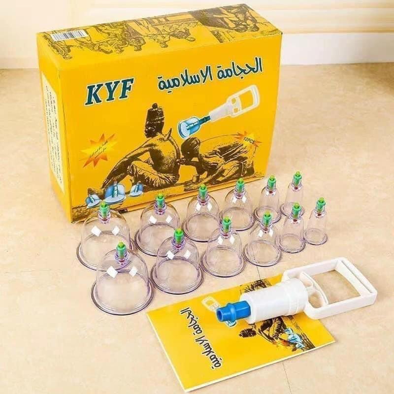 KYF Bộ giác hơi 12 món không dùng lửa Có Dây Nối An toàn Tiện lợi cho gia đình và du lịch Chất liệu Nhựa trong suốt Dùng ống hút để tạo kícḣ thích tuần hoàn máu