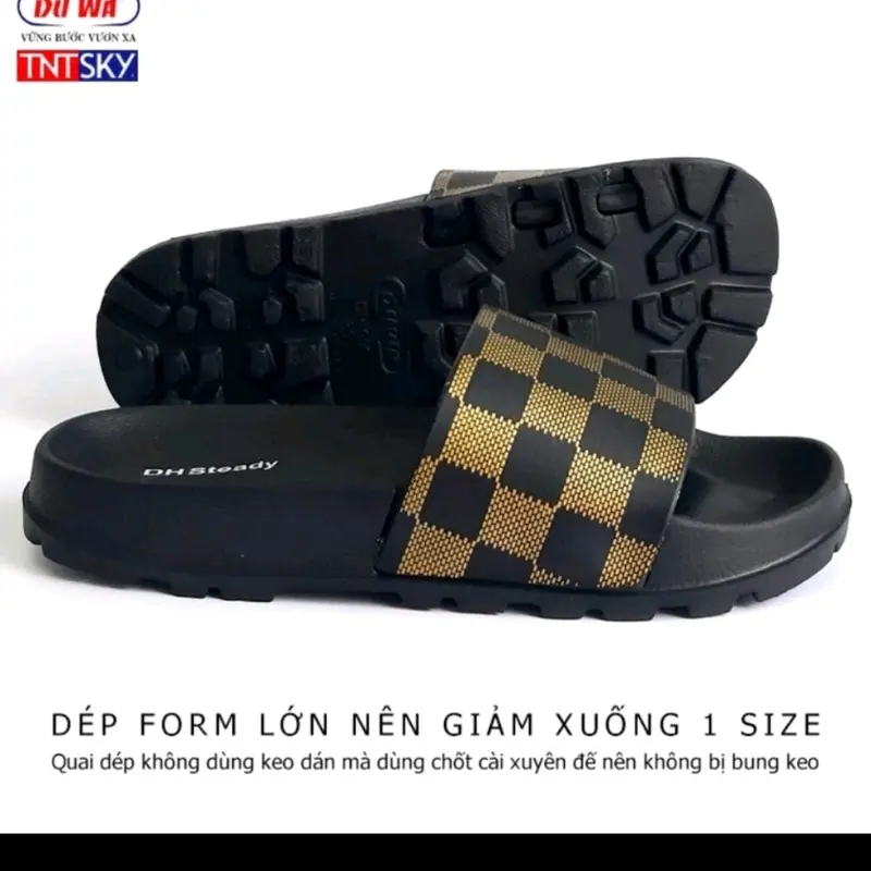 dép caro quai ngang nam nữ siêu nhẹ hàng DUWA chính hãng Đế Bằng 4