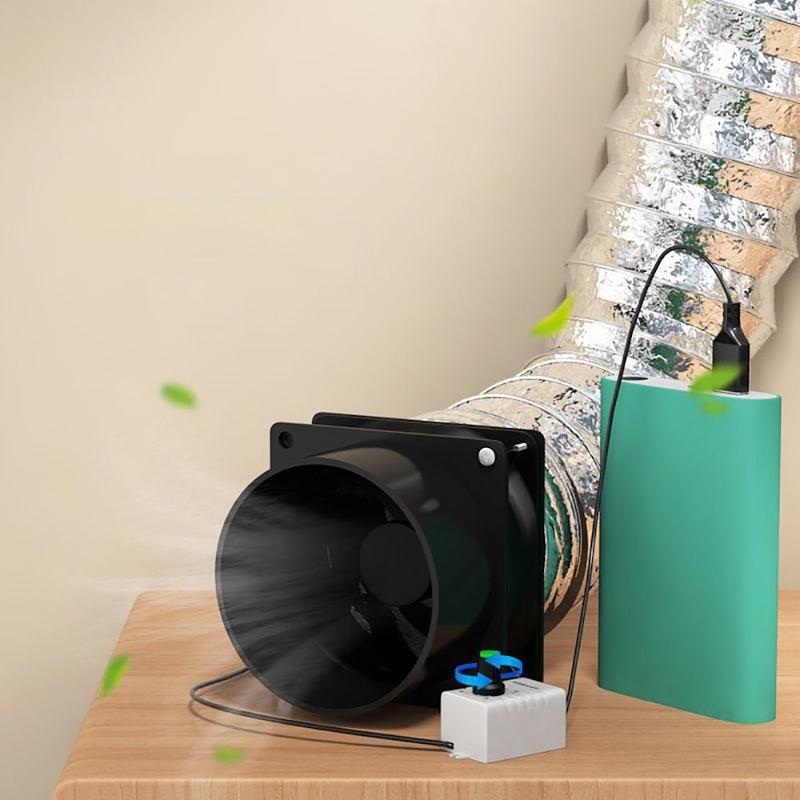 1Pcs Durable Adjustable Speed USB Exhaust Fan Duct Air Ventilation Simple Mini Air Blower with Pipe Fume Absorber Bathroom Kitchen Industrial 6
