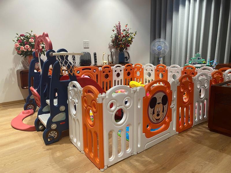 COMBO QUÂY CŨI, CẦU TRƯỢT XÍCH ĐU, NGỰA BẬP BÊNH CHO BÉ KÍCH THƯỚC 1M8.2M TẶNG KÈM THẢM, 100 BÓNG NHỰA CHO BÉ hàng rào  nhựa quây  cũi Đồ Chơi