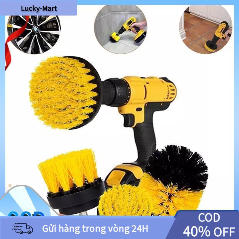  3pcs set Bộ Bàn Chải Gắn Máy Khoan Cọ Rửa Cầm Tay Đa Năng Bàn Chải Vệ Sinh Nhà Tắm Sofa Chà Sàn Đánh Giày Đánh bóng Rử chải khô  Không bao gồm máy  