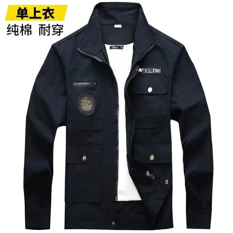 Quần áo thợ hàn, chống mài mòn, quần áo làm việc chống bỏng, bộ đồ bảo hộ lao động nam, áo khoác đơn, thích hợp cho mùa xuân và mùa thu