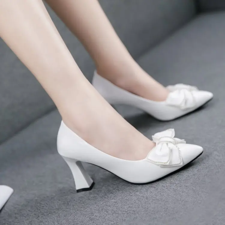 Giày cao gót công sở ELLA 7cm đính nơ kiểu dáng tinh tế ELA669 Nữ Shoes Jean Đế Cao giay  bup