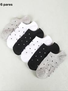 Calcetines cortos de mujer con estampado de lunares, calcetines casuales que absorben la humedad, suaves, cómodos y transpirables para uso diario en todas las estaciones
