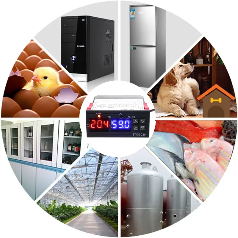 Bộ điều khiển độ ẩm đất, Bộ điều nhiệt và độ ẩm, Màn hình đôi, AC 110V 220V, Công suất 10A 8