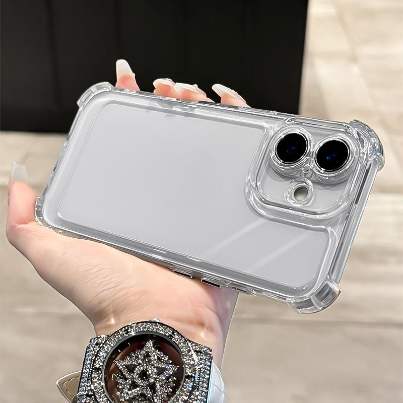 Ốp Trong Suốt, Dành Cho iPhone 16, 15, 14 Plus, 13, 12 Mini, 11 Pro Max, Xs Max, XR, X, 8, 7, 6, 6S Plus, SE 2020, 2022, Bốn Góc, Thiết Kế Đơn Giản, Chống Sốc, Ốp Lưng Trong Suốt 1