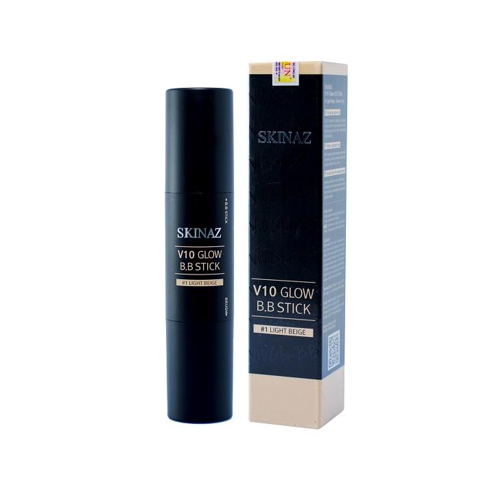 Kem Nền V10 Glow B.B Stick Skinaz 10g - Kem nền kết hợp cọ trang điểm 2 trong Mỹ Phẩm