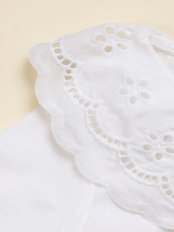 Toddler Girl's Plain Lace Trim Blouse, Casual Long Sleeve Top for Daily Wear, Kids Clothes for All Seasons 3