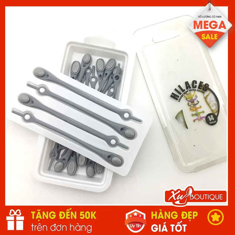 Dây Giày Cao Su Đàn Hồi Thông Minh Hilaces - Màu Ghi 1