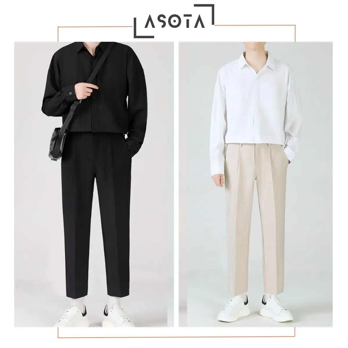 Quần âu ống đứng vải tuyết hàn cao cấp, Quần tây công sở dáng baggy trẻ trung 2024 Menswear Pants Kem