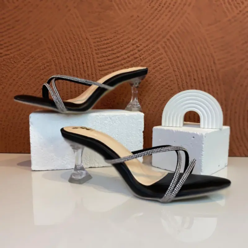 Embay Jihan Heels Wanita Terbaru Hak Kaca 7cm Sandal 0