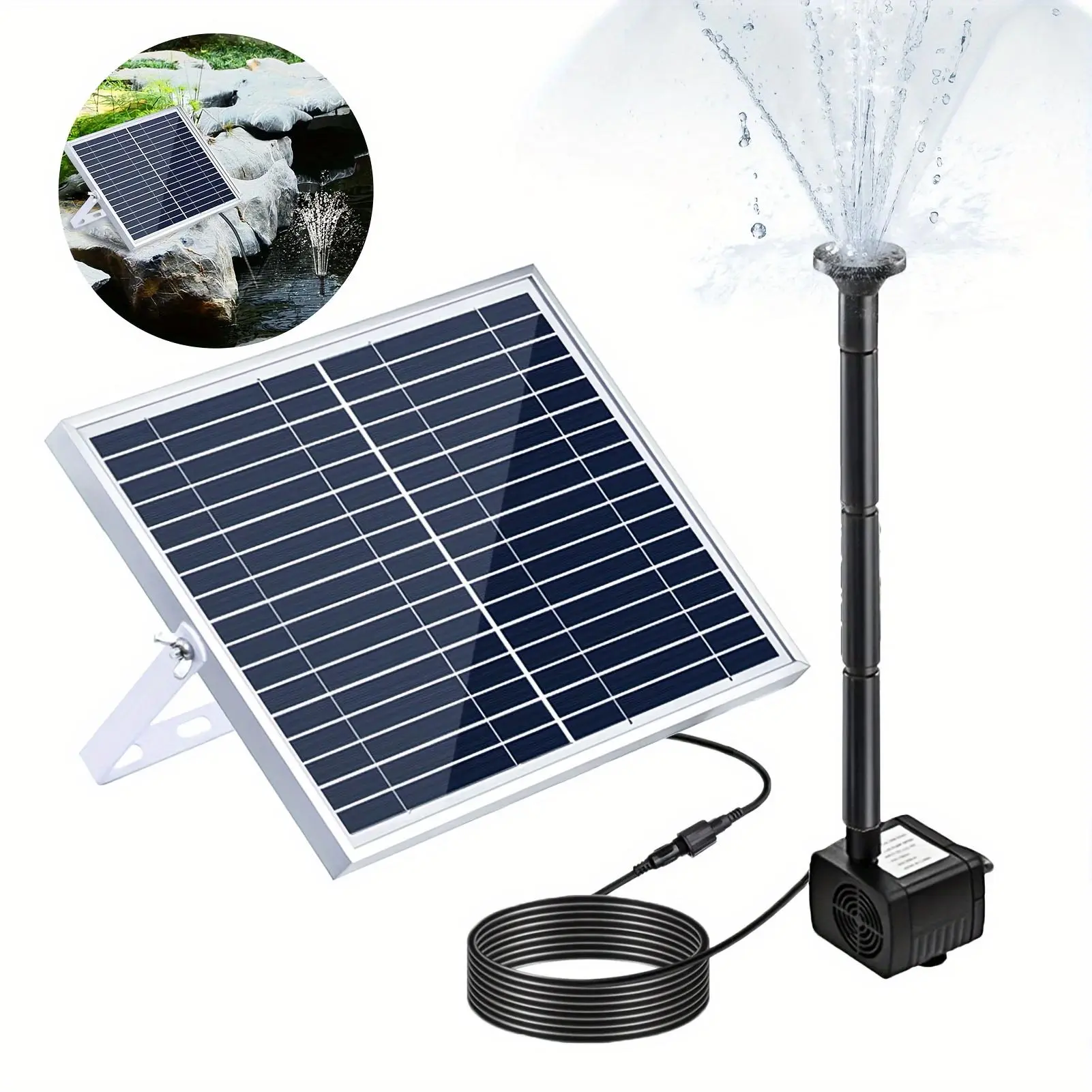 Solar Powered Water Fountain Pump, Bird Bath Pump with Replacement Spray Heads for Garden, Pond, Pool, Outdoor and Backyard