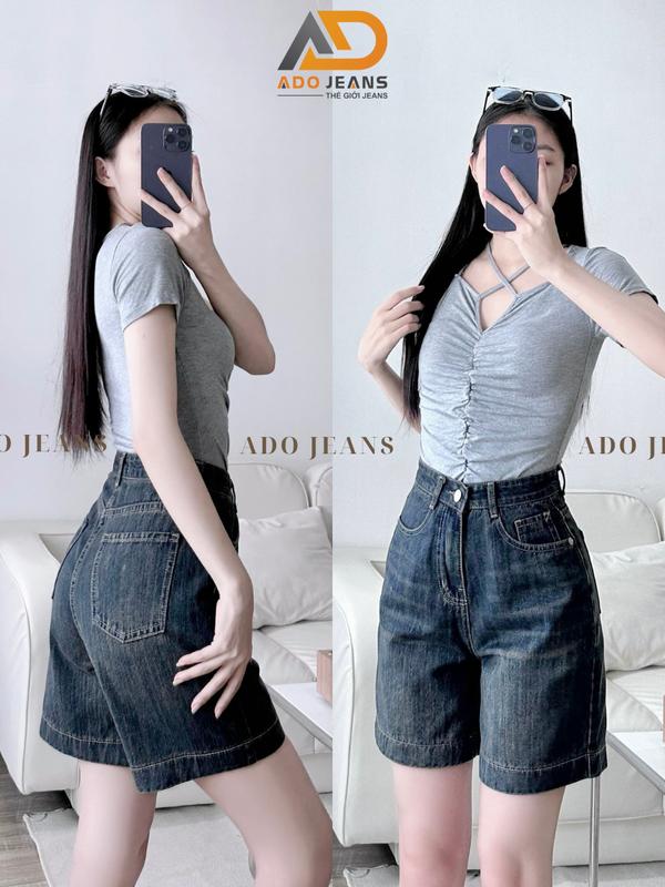 Quần short Jeans lững nữ lưng cao tôn dáng,thiết kế đơn giản chuẩn form -chất Jeans bò dày mịn đẹp N07