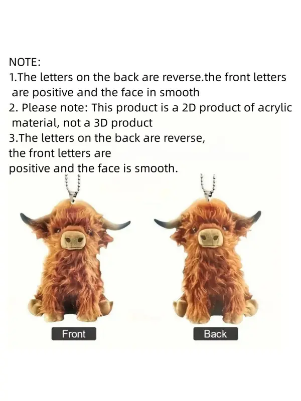 Cute Cartoon Cow Acrylic Pendant, Car Rearview Mirror Pendant, Exquisite Bag Pendant, Keychain Decoration, Home Decoration, Holiday Party Decoration, Gift for Children 2