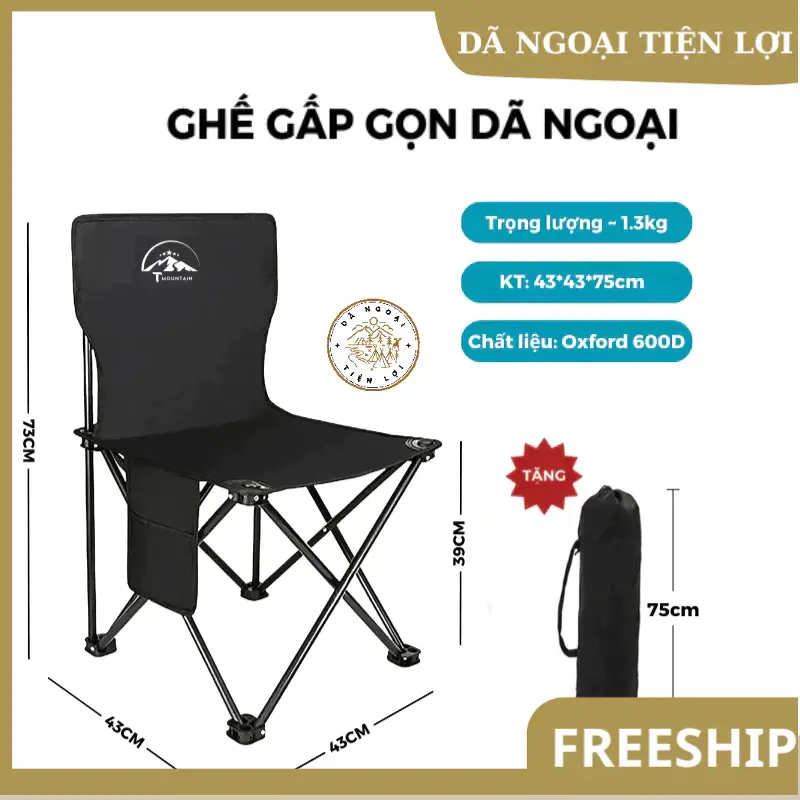 Ghế xếp gấp gọn, Ghế Tựa Lưng Câu Cá, Dã Ngoại dễ dàng mang đi du lịch cắm trại Thương hiệu cao cấp T MOUNTAIN Đồng Camping 0
