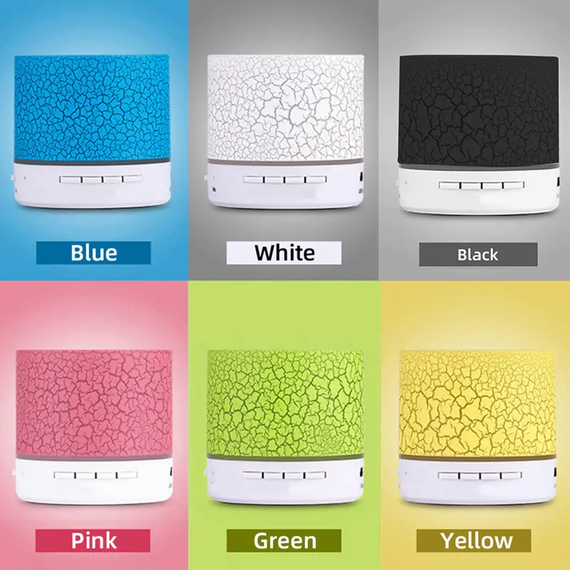 Vrfirvn - Loa Bluetooth-compatible di động A9, đèn LED nứt, đĩa U, thẻ TF, loa siêu trầm, máy nghe nhạc điện thoại 5