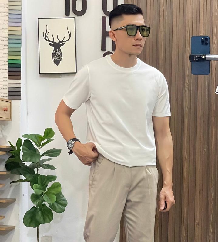 Áo thun trơn Johnny thêu logo lưng J16 vải cá sấu cotton thoáng mát dày dặn thanh lịch - J16