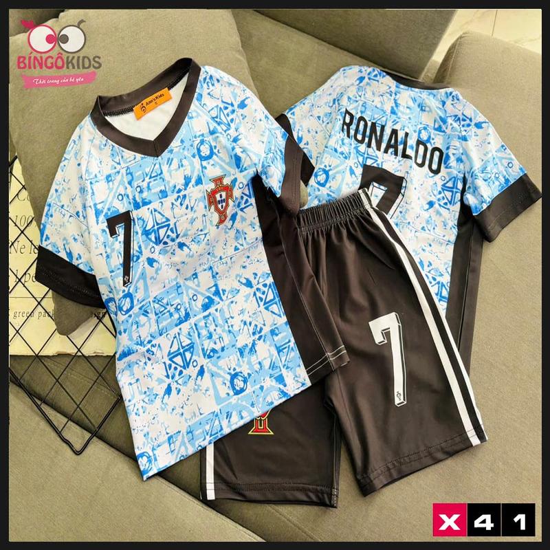 Đồ bộ bé trai mặc nhà quần đùi áo tay ngắn chất thun lạnh họa tiết thể thao đường phố ngầu đẹp