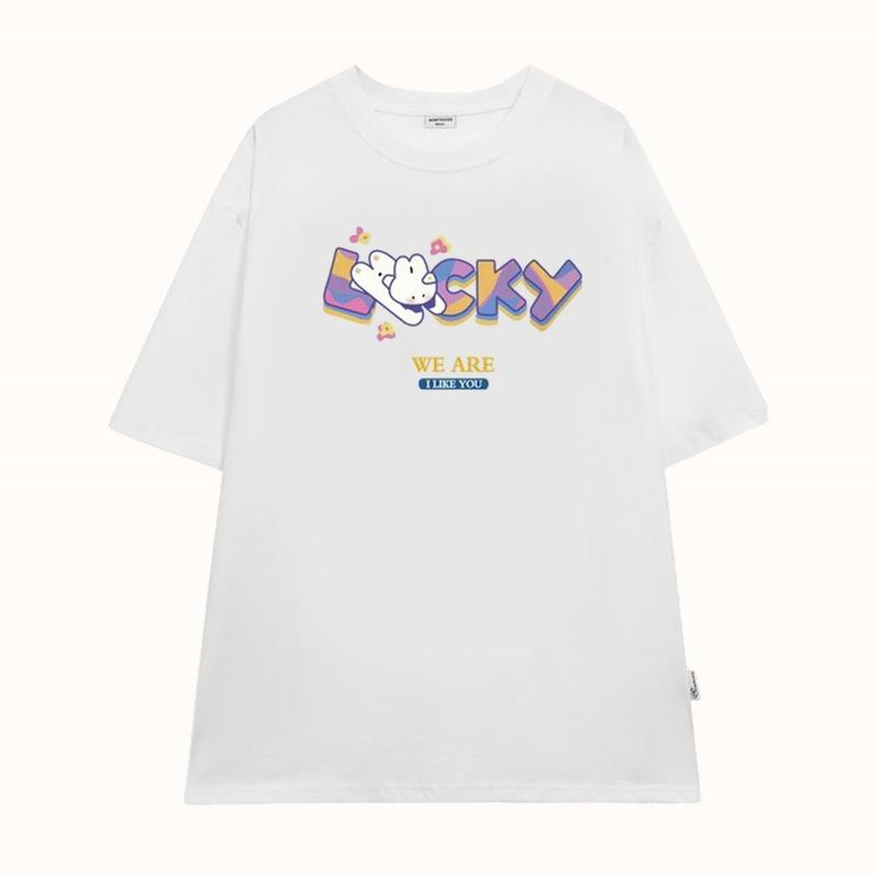Áo cặp nam nữ, áo đôi in hình happy lucky đáng yêu mặc cặp với người yêu (GIÁ 1 ÁO) chất cotton thoáng mát amor couple đồ 3