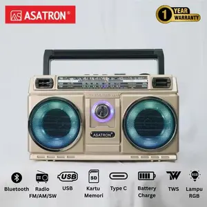COD Radio Asatron R-1119 USB Portable Speaker Bluetooth Radio FM/TV/AM/SW USB/TF/ Music Player - R-1119 USB Silver