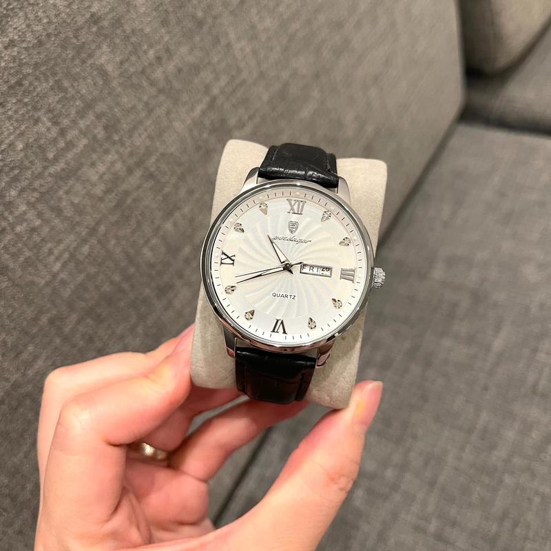 Poedagar Đồng Hồ Nam Size 42 mm, Chống nước và Chống xước, dây da và dây thép. Watch Đeo Tay