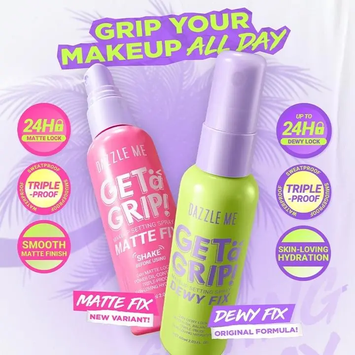 DAZZLE ME Get a Grip! Makeup Setting Spray Beauty Protecting 4 X Hydrating Makeup Mist Flawless Lightening Primer Water Tahan 24 JAM 1