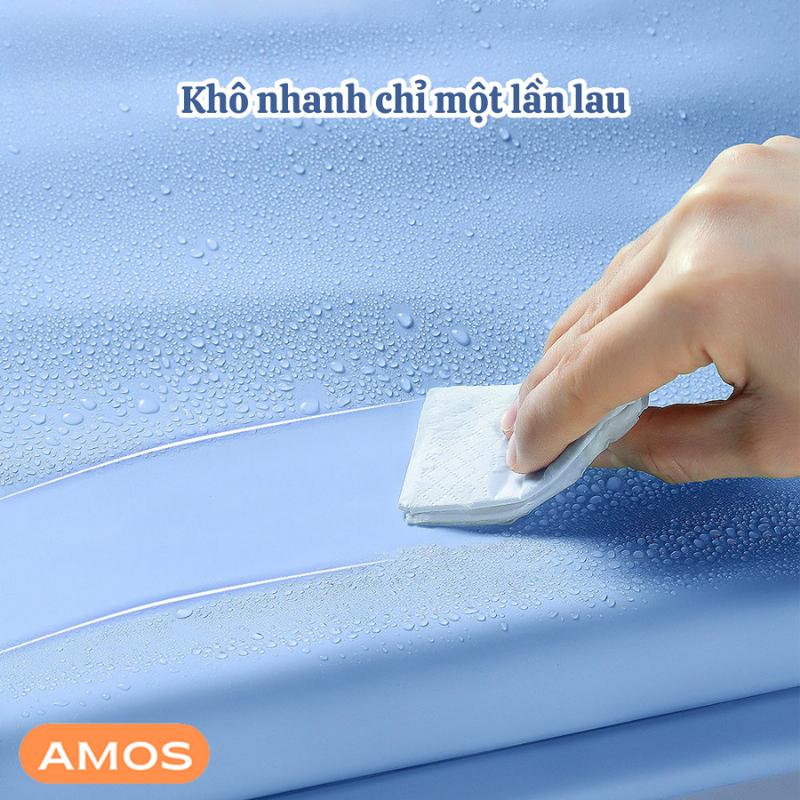 Áo mưa nửa trước trong suốt  AMOS tà rộng cho 2 người lớn, Áo mưa cánh rơi che phủ toàn thân siêu dai, kèm kính chắn mưa 5