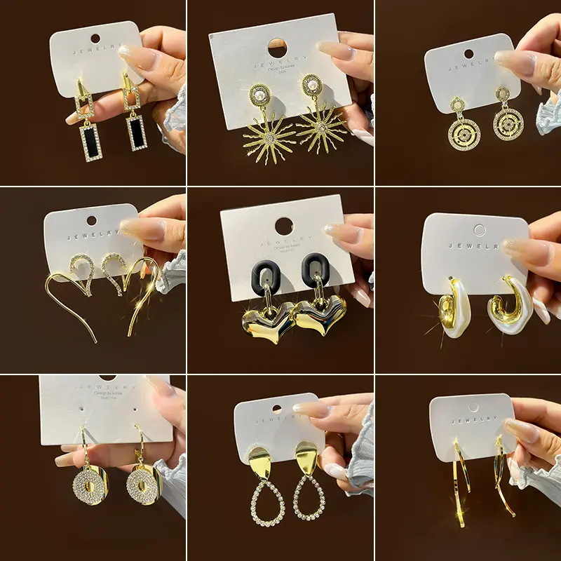 Silver Needle Hot Sale in Europe and America Metallic Earrings Collection Exquisite over Diamond Mesh Red Tassel Pearl Flower Earrings Earrings