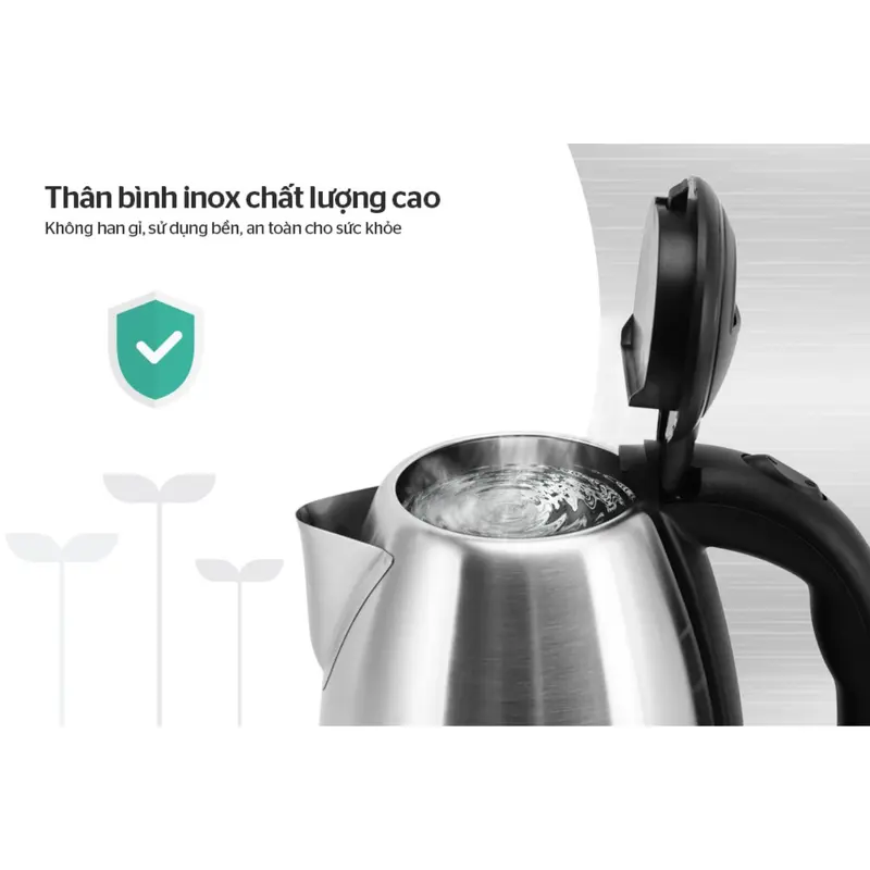 Ấm siêu tốc Kim Cương KC-IAT 2.0 - 2.0L 1500W, không gỉ, đun sôi nhanh, bảo hành 12 tháng toàn quốc, Ấm đun nước siêu tốc, Bình đun nước 4