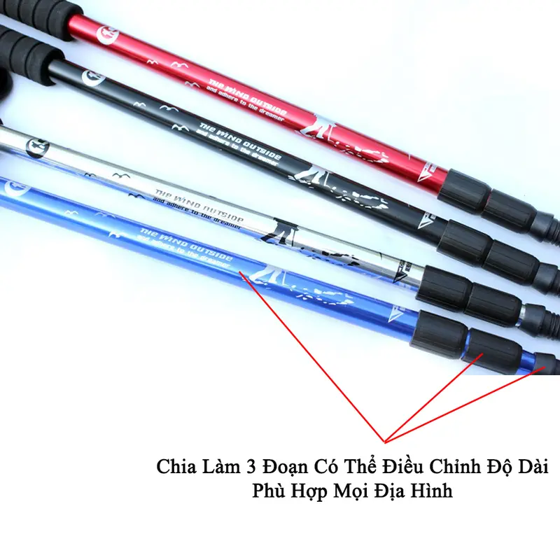 Gậy Leo Núi Dã Ngoại KUNBE Có Thể Điều Chỉnh Độ Dài Phù Hợp Địa Hình Đi Phượt, Đi Chùa, Du Lịch Fish 2