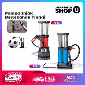 [US] Pompa Injak Portabel Ban Angin Sepeda Motor Mobil Kaki Pipa Ganda 160psi  Double High Pressure Foot Pump / Portable Kompa Isi Angin Ban