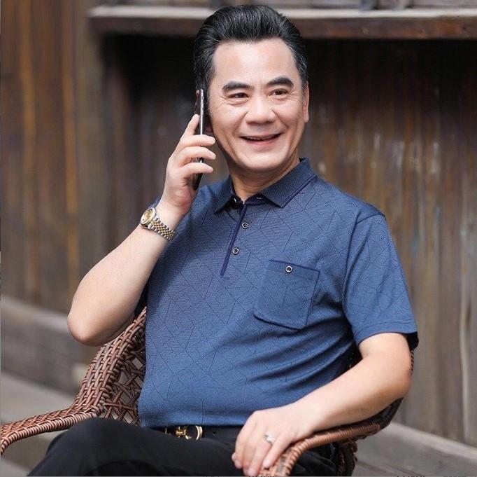 Áo Ngắn Tay Có Cổ Trung Niên Nam Dệt Chìm Họa Tiết, hàng Quảng Châu vải đẹp - Quà tặng ý nghĩa dành cho bố cho ông 1