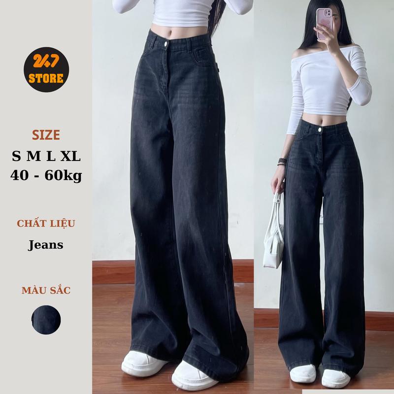 Quần jean ống rộng loe màu retro mài chất jean mềm Women - 7613/6222 1