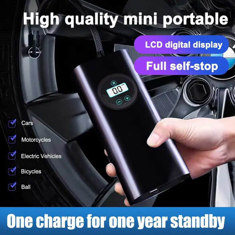Pompa Ban Mobil Elektrik LCD Inflator Portable 150PSi 3600mAh - NE36 Powerbank isi angin compresor penambah angin portable 2