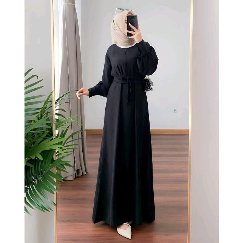 gamis allmaira/bahan crinkle airflow premium Polos Muslim Panjang 2