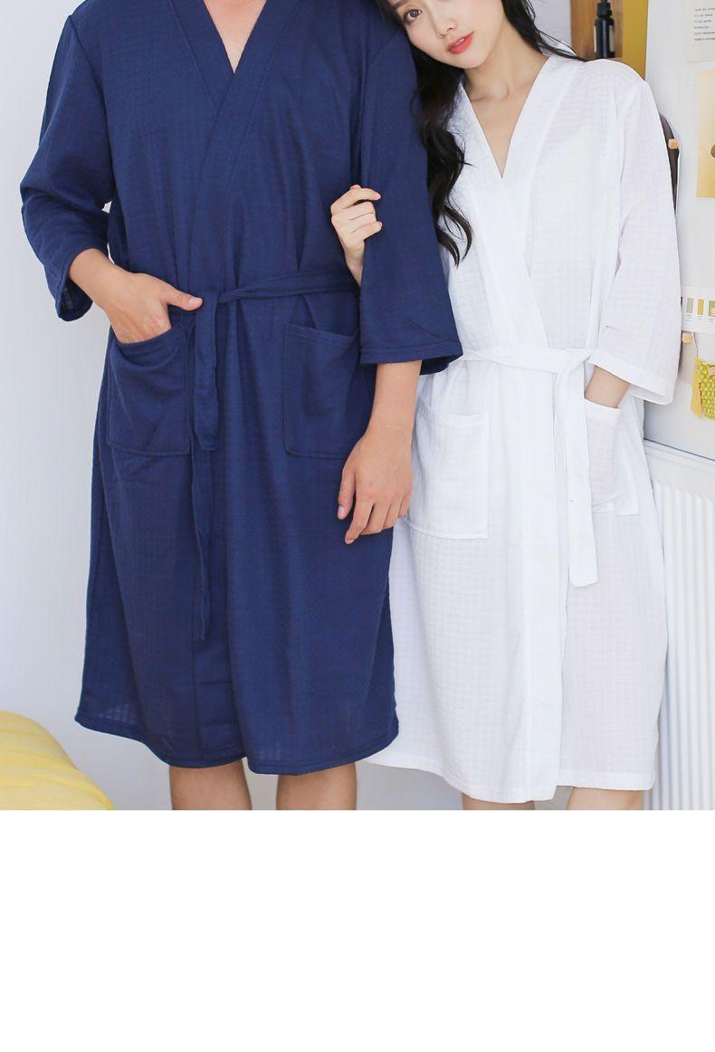 Product Introduction of [HTK 1189 People] Nightgown Women's Summer Thin Bathrobe Water-Absorbing Quick-Drying Couple Bathrobe Men's 100.00kg Mid-Length Plump Girls Pajamas plus Size 27