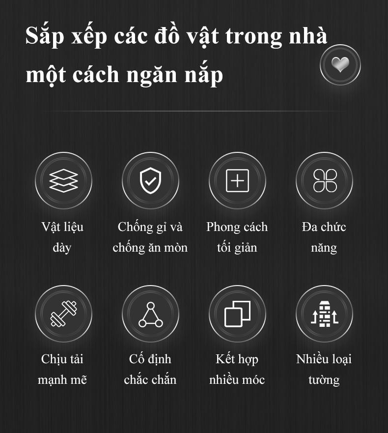 Product Introduction of Móc dán tường HOMELOVE Móc treo đồ đa năng dán tường siêu dính không cần khoan chịu lực tốt thép nguyên chất không gỉ Decor Phòng 19
