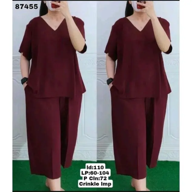 set andin Crinkle airflow Wanita Panjang Crinkle 3