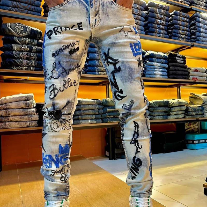 Quần jean nam thêu chữ  ngoại quốc Menswear Pants Menswear Pants 0