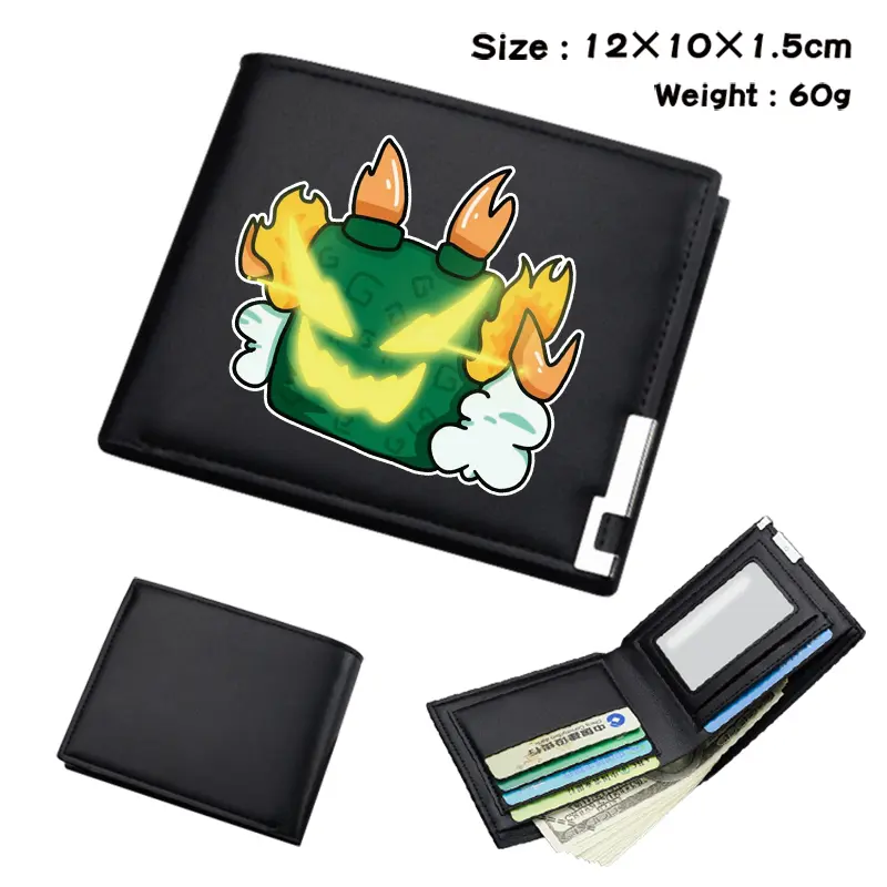 Blox Fruits Cartoon Student PU Folding Wallet Children's Short Black Wallet