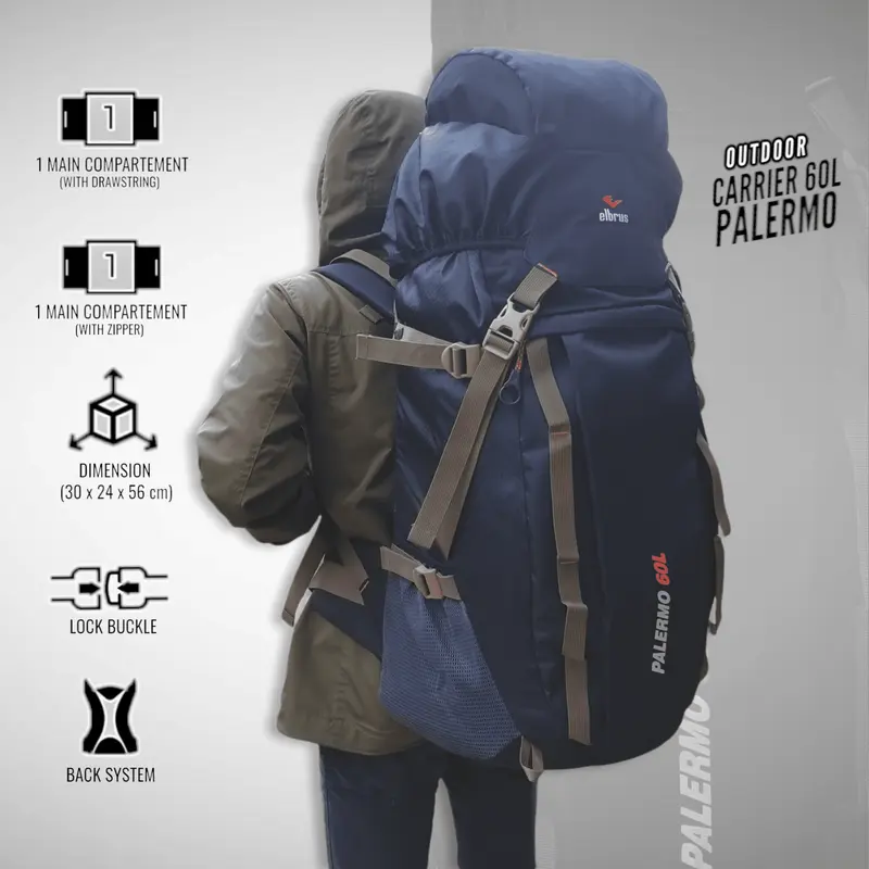 Tas Ransel Gunung Camping Outdoor Backpack 60 L Tas Keril Elbrus Palermo 5
