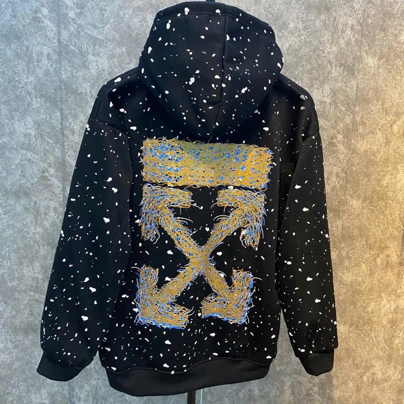 Áo Hoodie OFF nhũ vảy sơn toàn thân nam chất liệu nỉ cotton tàu phong cách trẻ trung - Menswear Nhung hoodie  nam