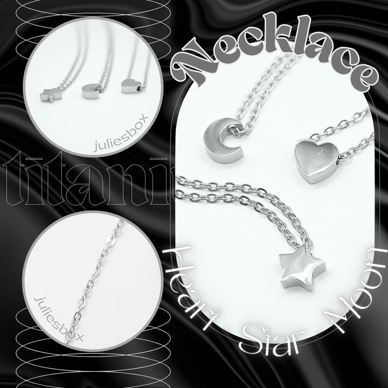  Dây Chuyền Vòng Cổ  SAO TIM TRĂNG Không Gỉ Không Đen Không Ngứa julies box 66 Phụ nữ Kỷ niệm Hàng ngày 