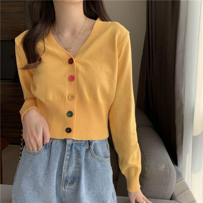 Product Introduction of Áo Thun Dài Tay Cho Nữ, Áo Ngắn Cạp Cao, Cổ Chữ V, Sang Trọng, Hàng Dệt Kim, Mùa Xuân Và Mùa Thu Top 10