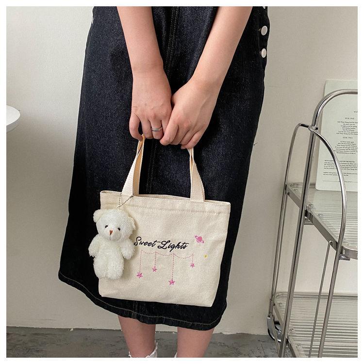 Product Introduction of Small Tote Bag Canvas Bag for Women Casual Small Bag Cloth Bag for Work Handheld Lunch Bag Student Lunch Box Bag with Zipper 14