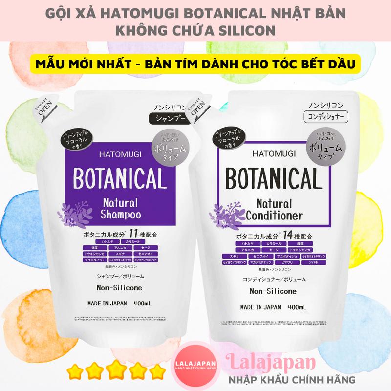 Gội xả Hatomugi Botanical Nhật Bản không silicon làm phồng và kiềm dầu