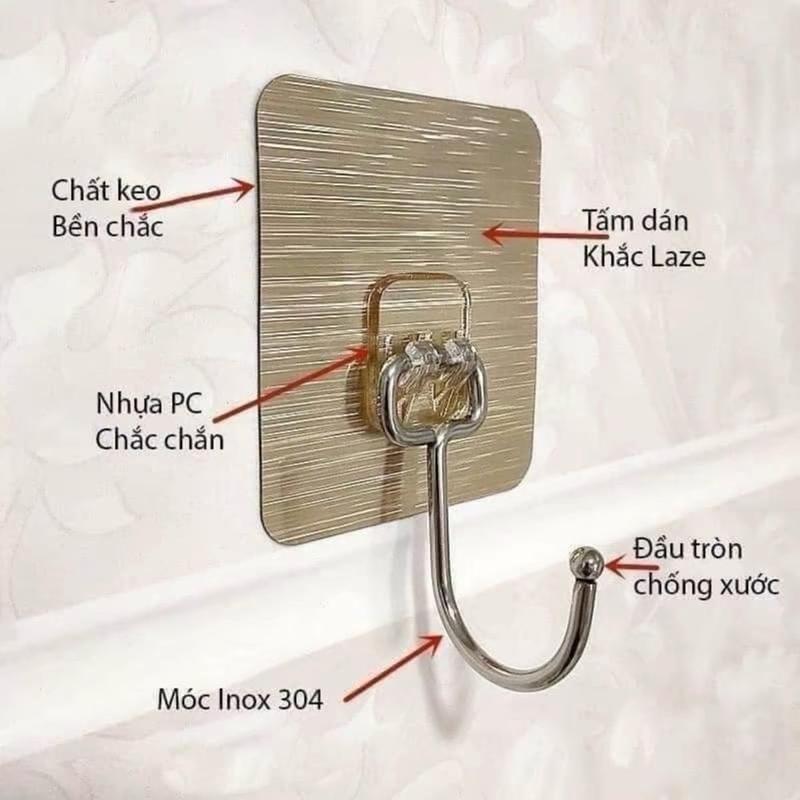 ￼Combo 20 móc inox dán tường chịu lực siêu dính, chắc chắn treo đồ, vật dụng đa năng.Móc treo inox304