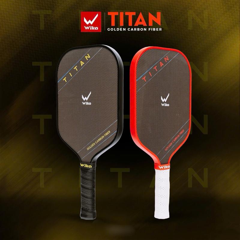 Vợt Pickleball Wika Titan bề mặt phủ Titanium Vàng chất liệu Golden Carbon Fiber siêu nhẹ chuẩn thi đấu chuyên nghiệp cao cấp chính hãng nguyên hộp giá rẻ nam nữ bền đẹp tốt xịn sang trọng