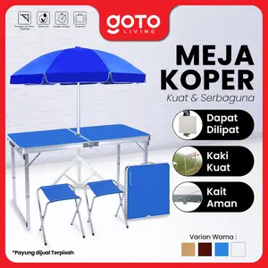 Goto [COD] Flipper Table Meja Makan Lipat Set Koper Camping Outdoor Portable